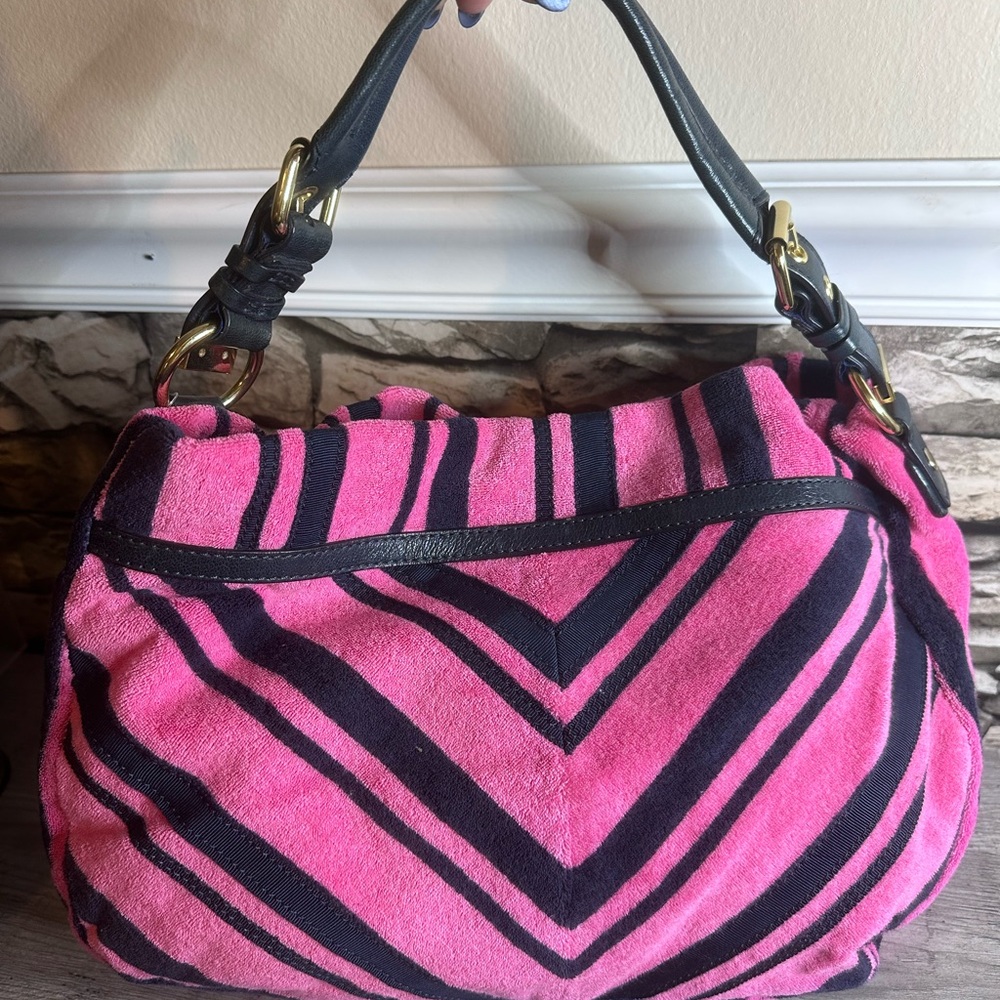 Vintage Y2K Juicy Couture Pink and Black Striped velour bag - Picture 6 of 9